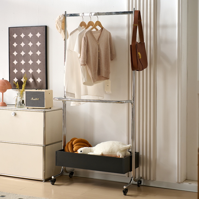 念舒安衣帽架中古风衣帽架落地卧室家用挂衣架多功能置物架收纳架