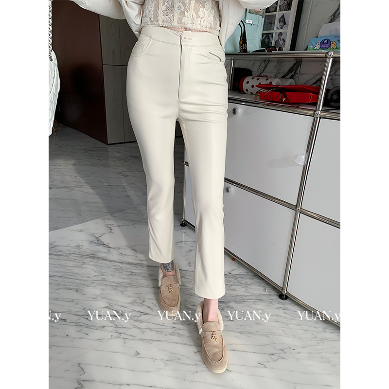 媛媛【奶昔比例皮裤】韩版气质直筒皮裤2025新款九分裤休闲裤#K1289