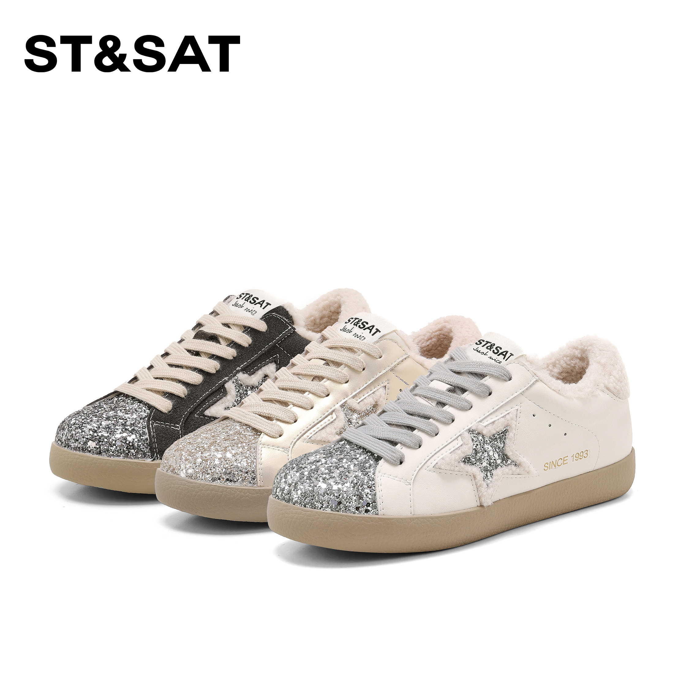 星期六时尚休闲女鞋2025冬季新款百搭加绒加厚女鞋