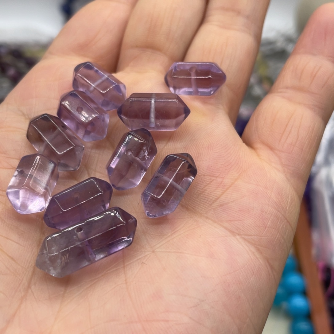 玛瑙/玉髓珠宝半成品未镶嵌紫水晶双尖约16.5m两颗