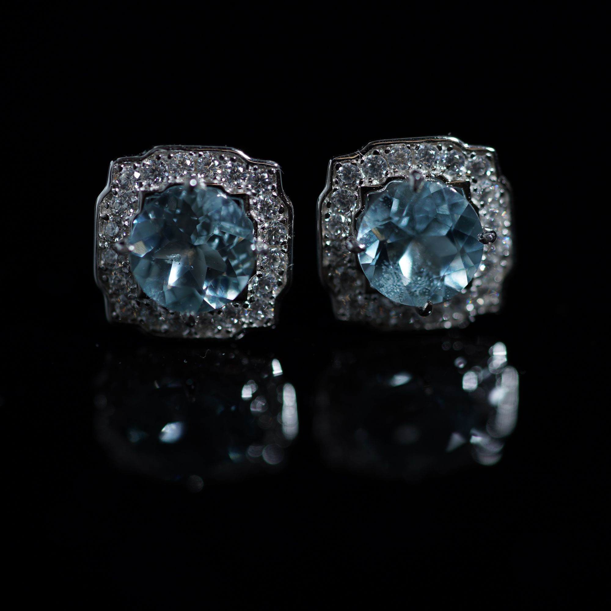 JSHLE0145海蓝宝耳钉（1.2CT*2颗）