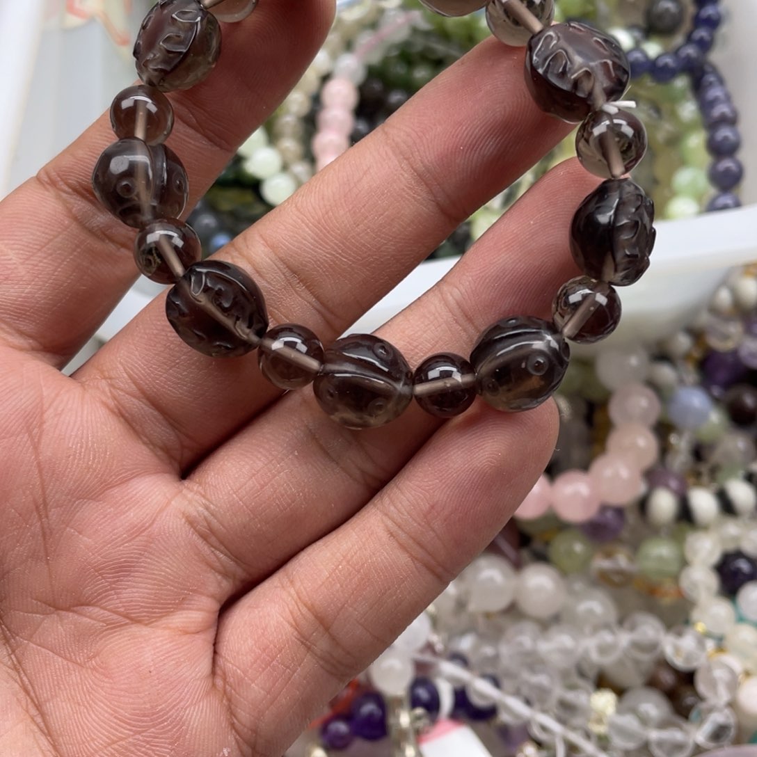 银S925镶嵌手链烟晶