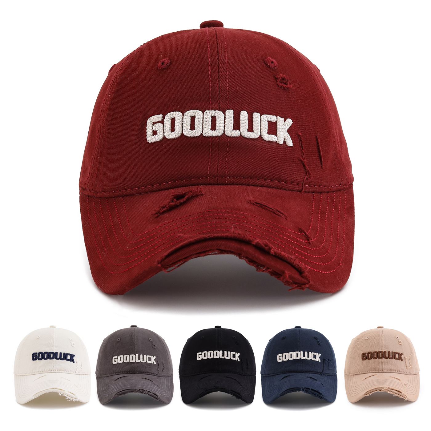 【GOODLUCK】刺绣情侣棒球帽鸭舌帽春秋潮牌韩版显脸小男女遮阳帽子