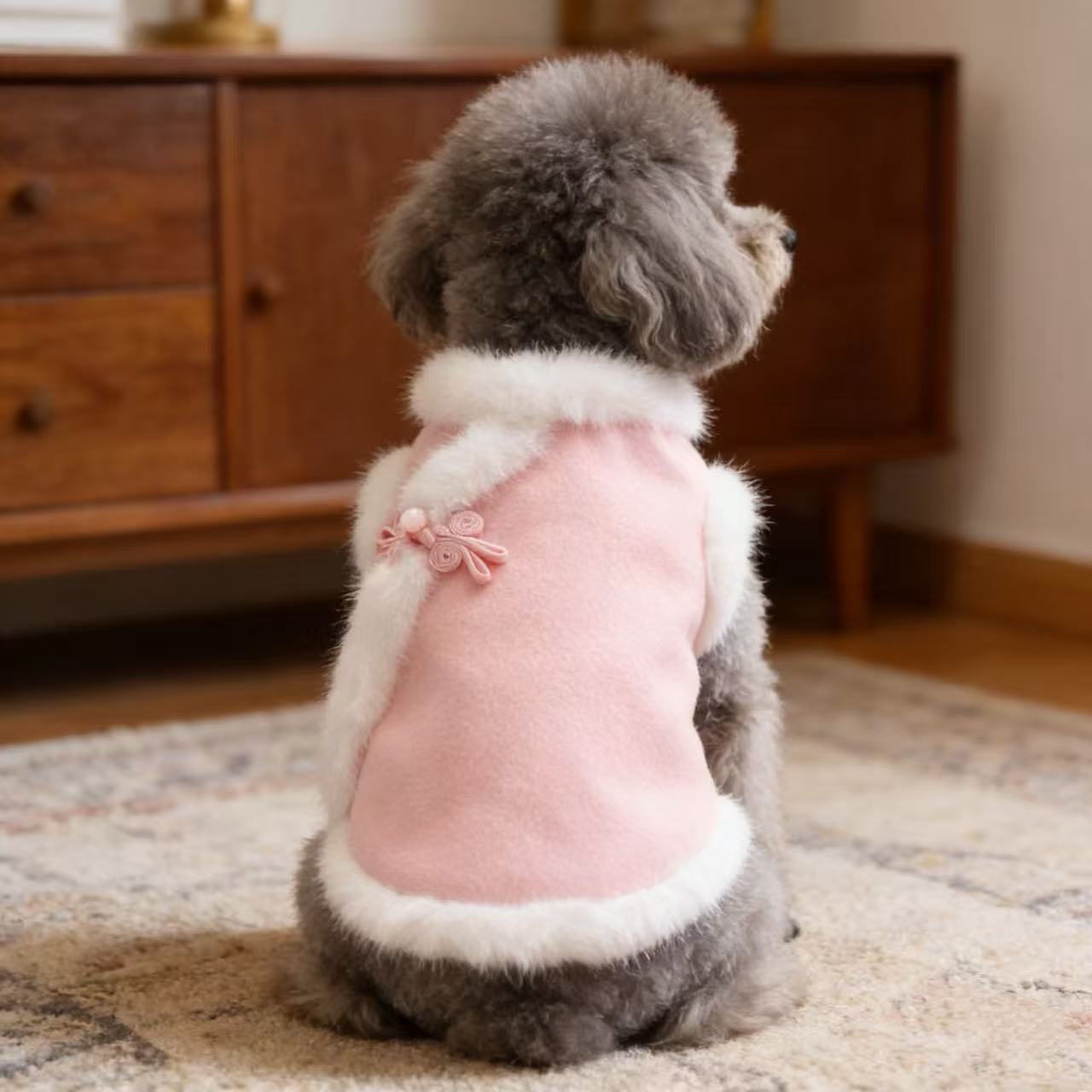 新年狗狗猫猫国风唐装毛毛棉袄春节过年衣服冬装新中式加绒宠物