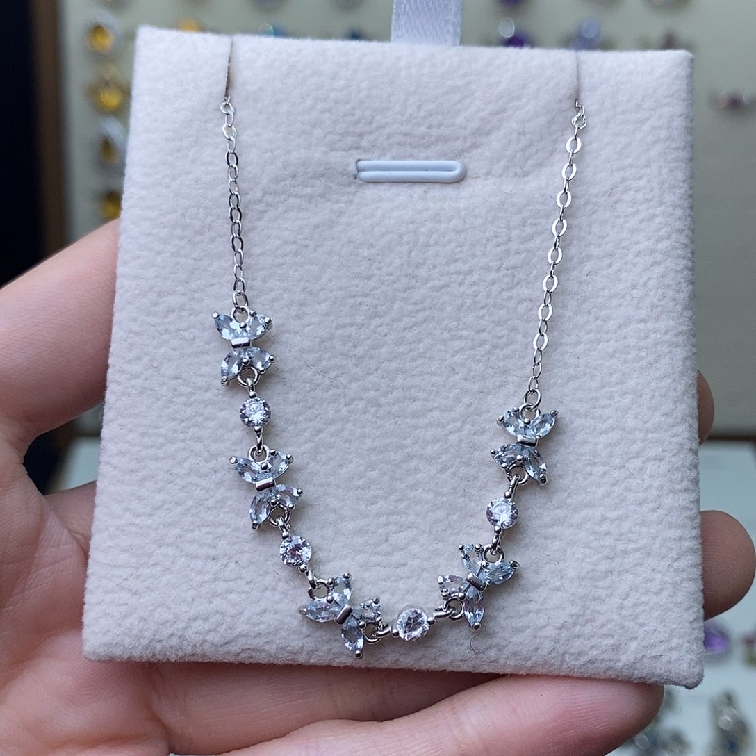 海蓝宝石手链银S925镶嵌（一物一证）