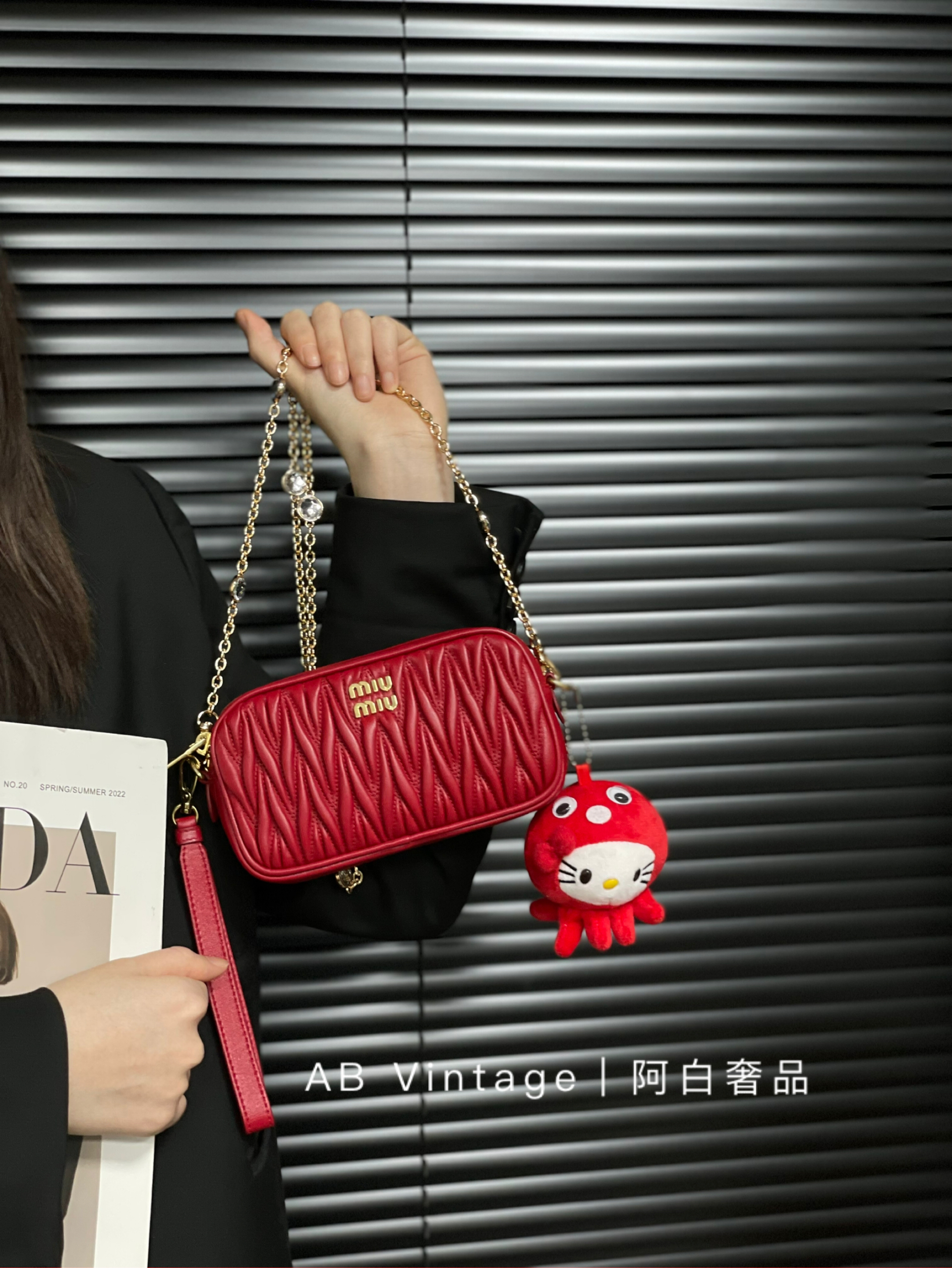 95新 MIU MIU/缪缪 阿白奢品｜缪缪 红色新款相机包