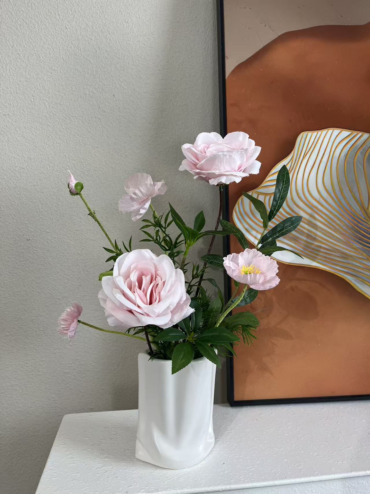 简约风格玫瑰花创意真花束用于卧室床头家居装饰