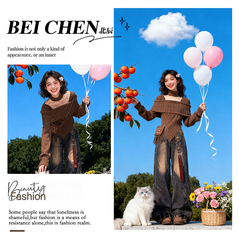 大码废土风美拉德韩系针织衫套装裤2025早秋穿搭又酷又飒两件套装