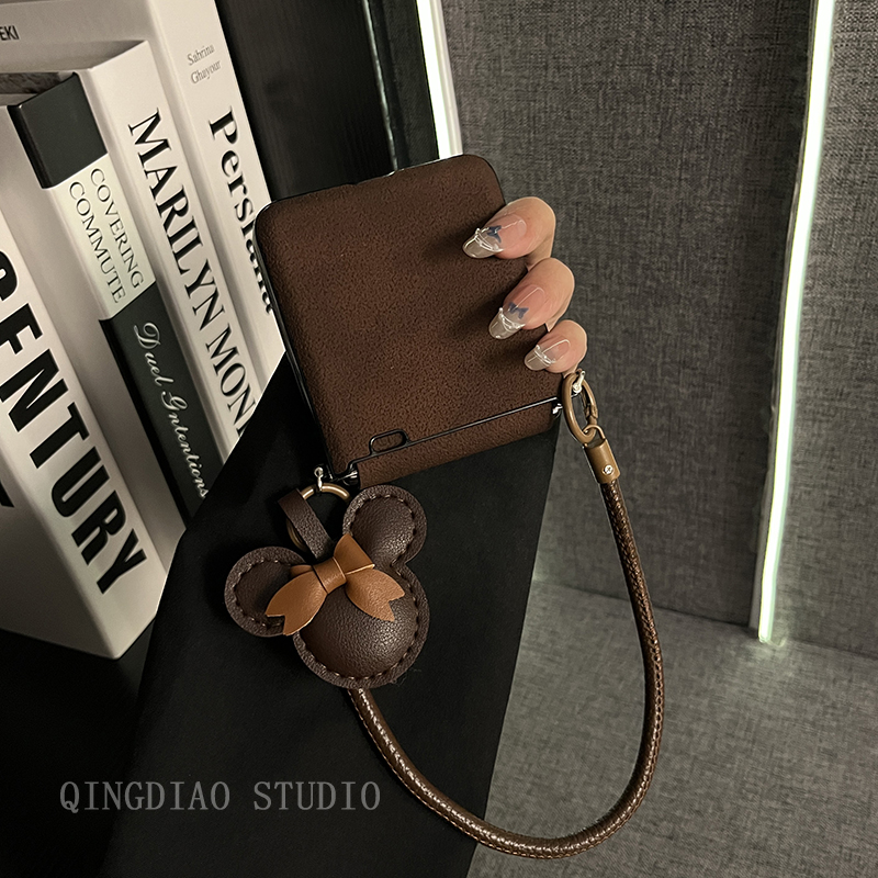 适用荣耀MagicVFlip2手机壳折叠屏复古棕色月坑纹全包防摔保护套