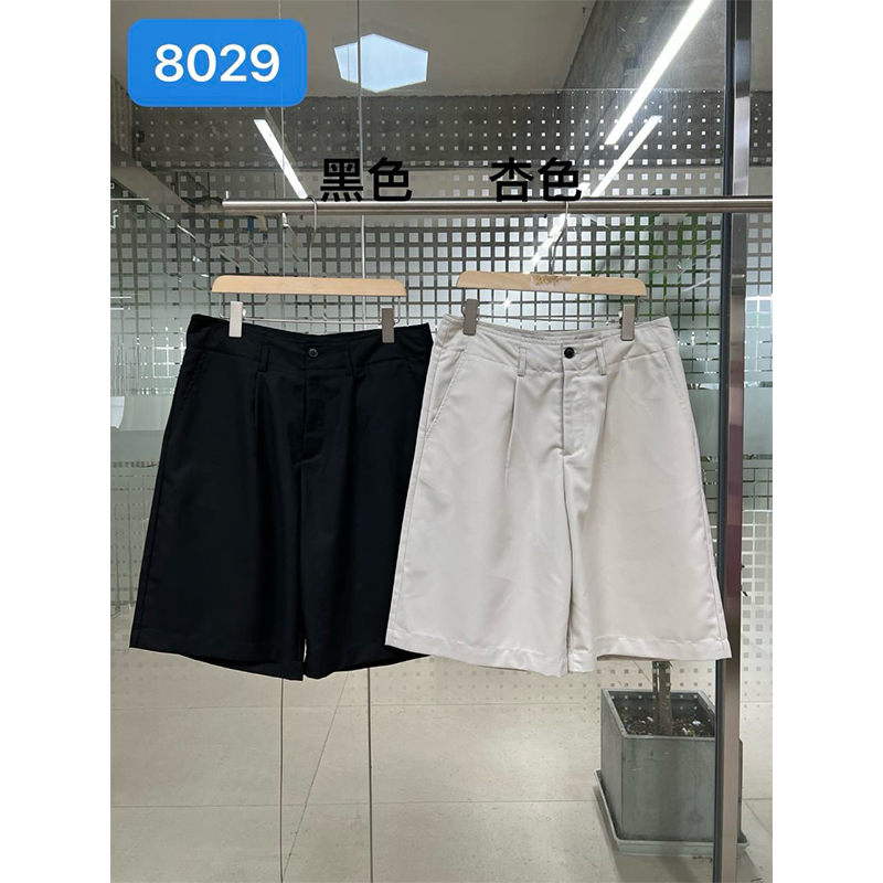 A8029 老钱风五分西裤男夏季韩版纯色宽松直筒短裤