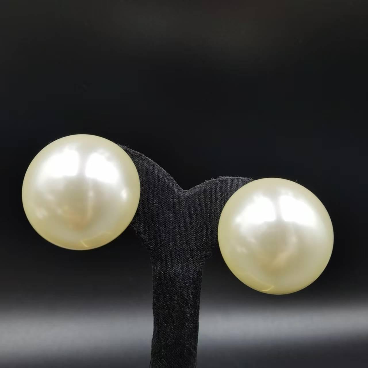 铜合金亚克力耳饰 铜合金亚克力耳饰晶晶甄选30M大白珠耳夹轻奢