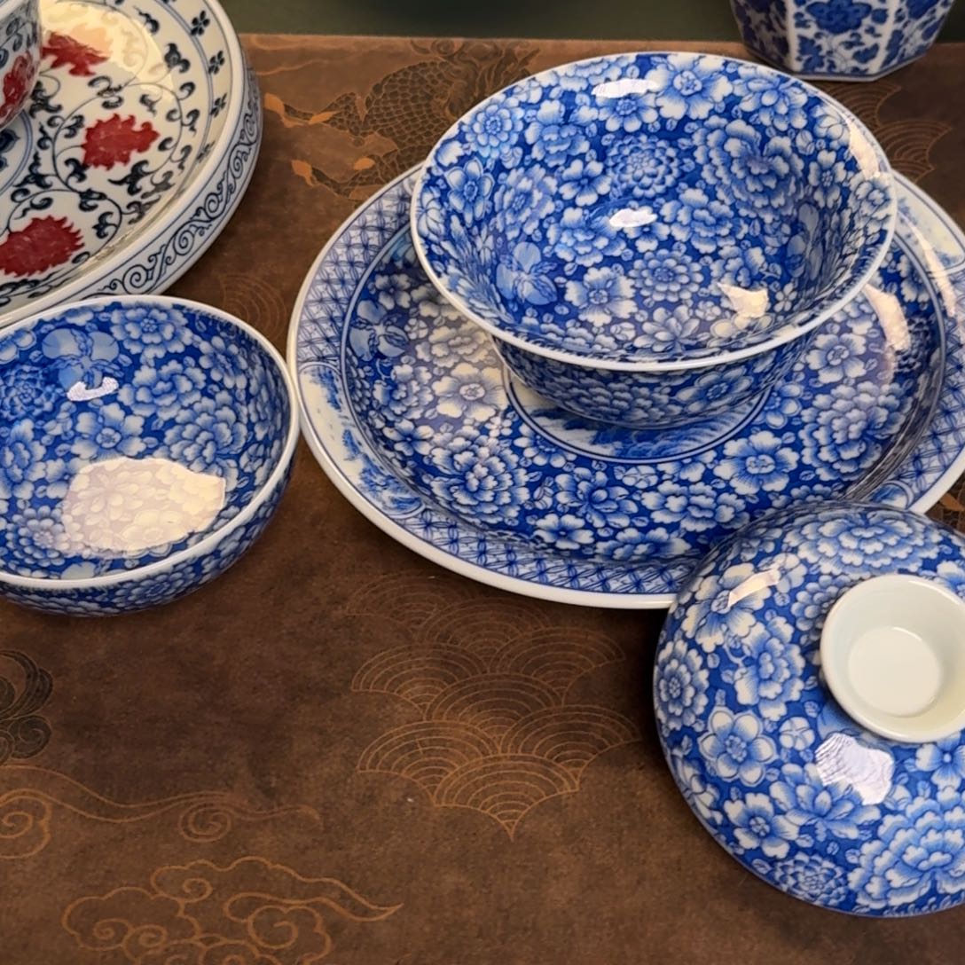 纯手工手绘陶瓷茶具三件