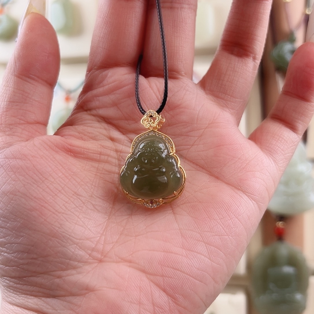 和田玉吊坠(不含链)银S925镶嵌A****y