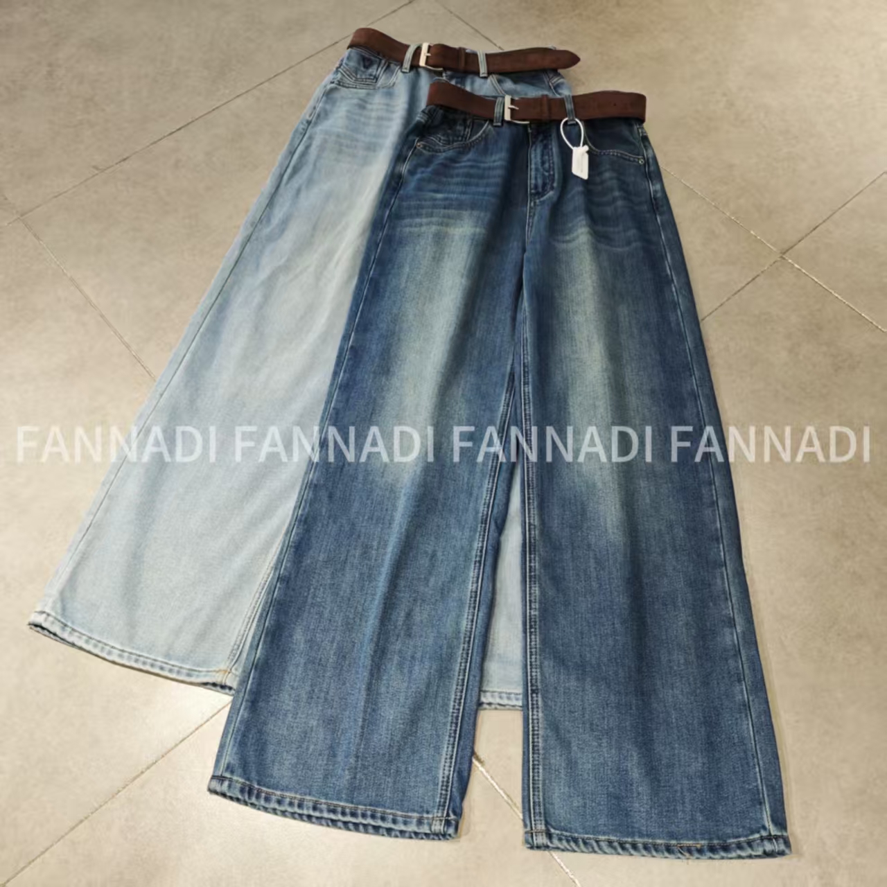 SOSE【牛仔裤】时尚百搭植绒复古水洗蓝色直筒裤 HZ 1052