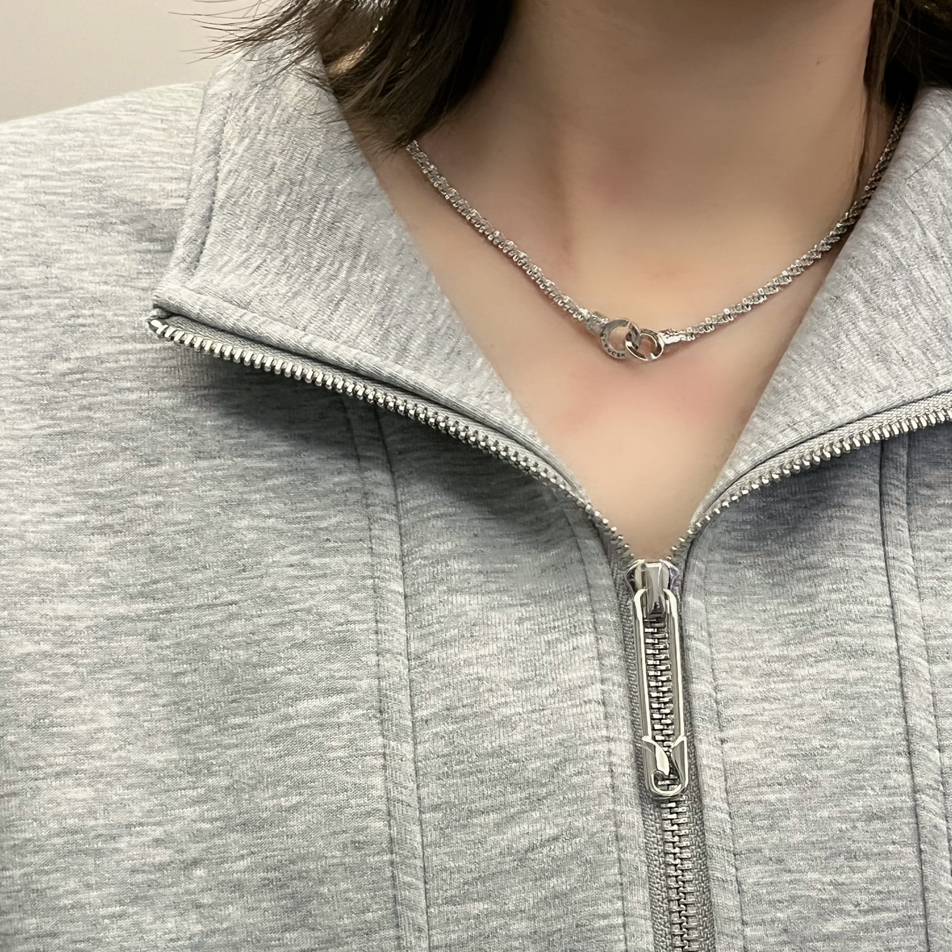 钛钢项链 周末饰界/.环环相扣幸运锁骨链小众精致高级感轻奢项链