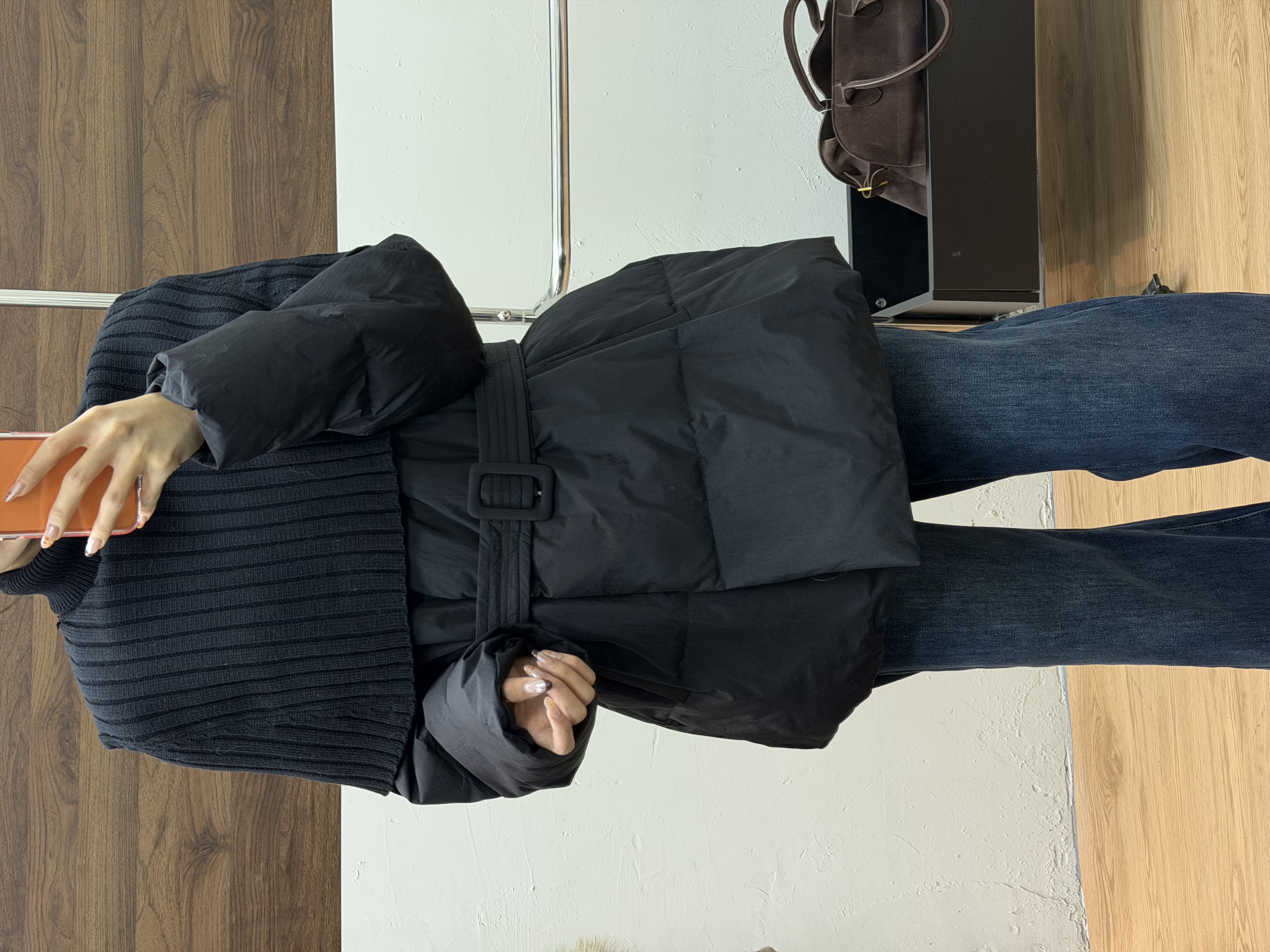 NICE圈圈/斗篷羽绒服韩系可收腰质感保暖冬季羽绒服A886