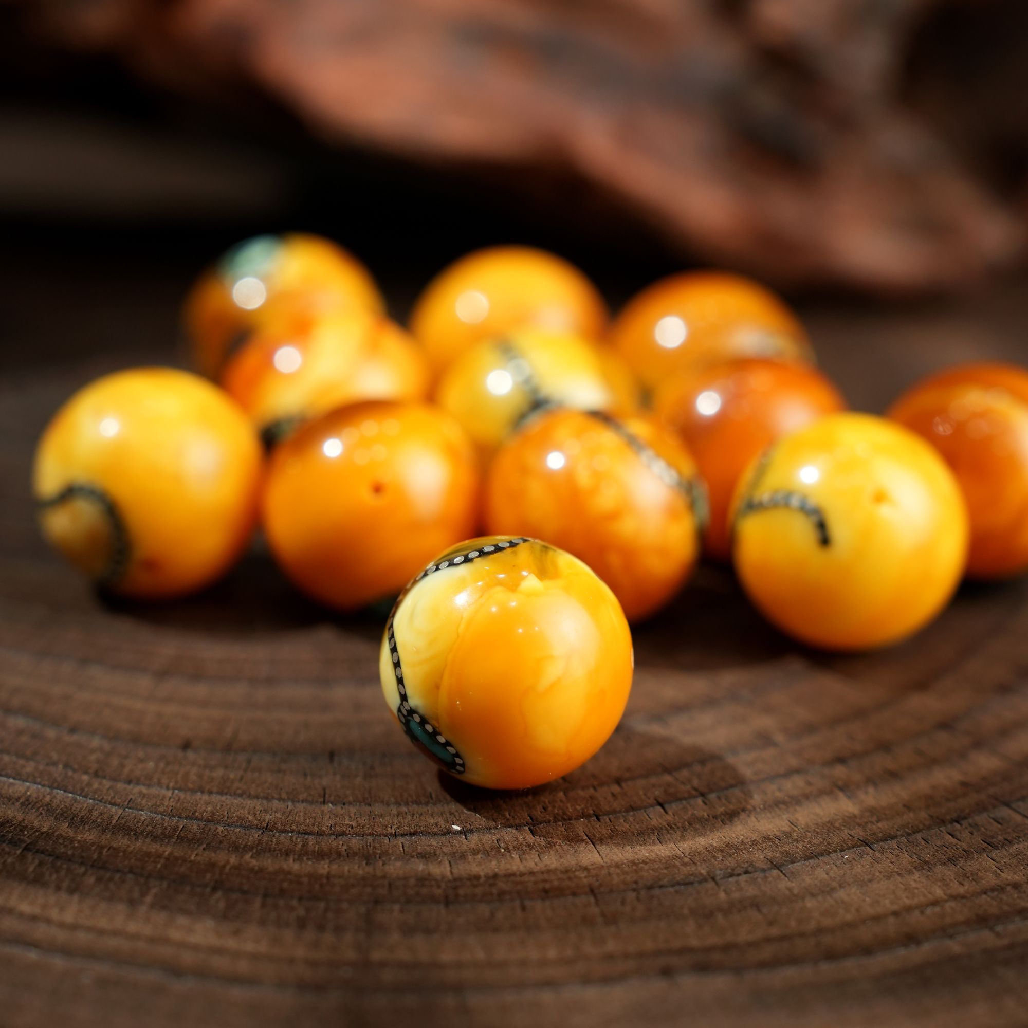 【壹芳珠宝】天然原矿尼泊尔蜜蜡单珠17-18mm(多样性发货一件)  