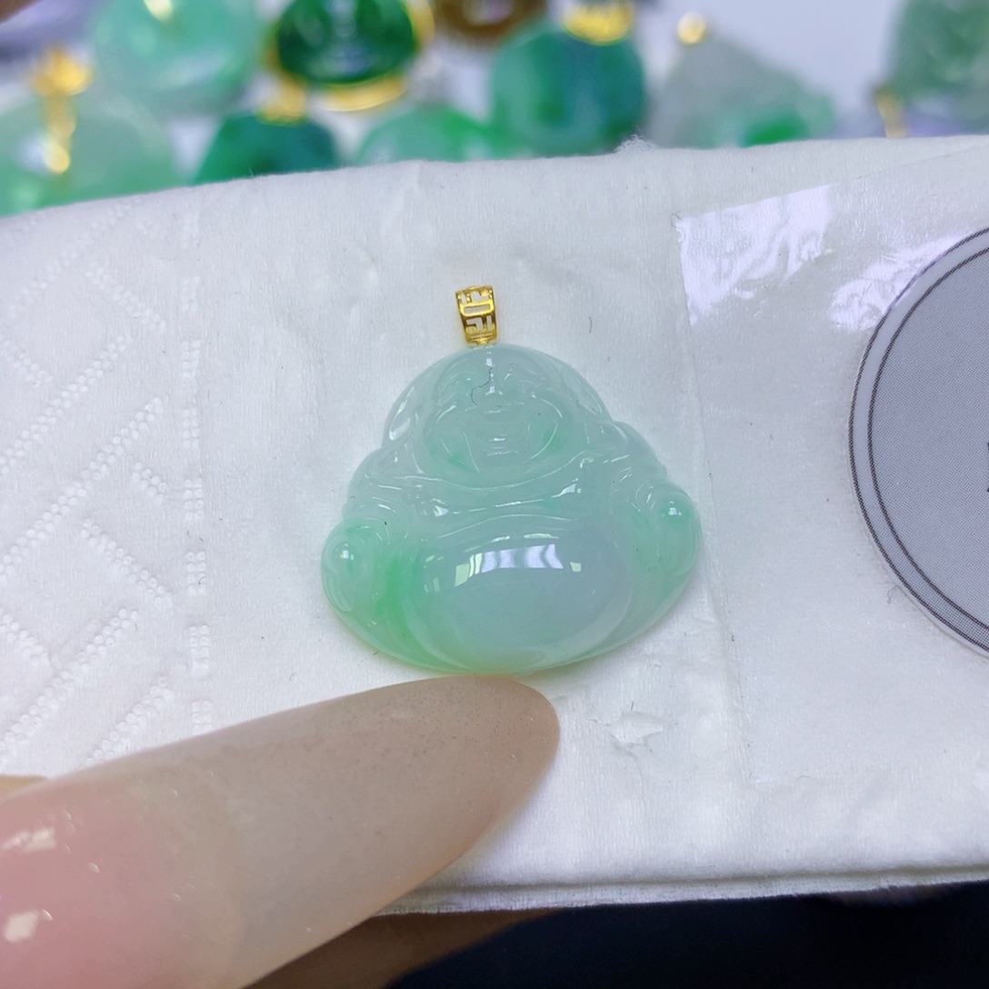翡翠18K金镶嵌颈饰天然缅甸翡翠a货百元以上9元证书费自理