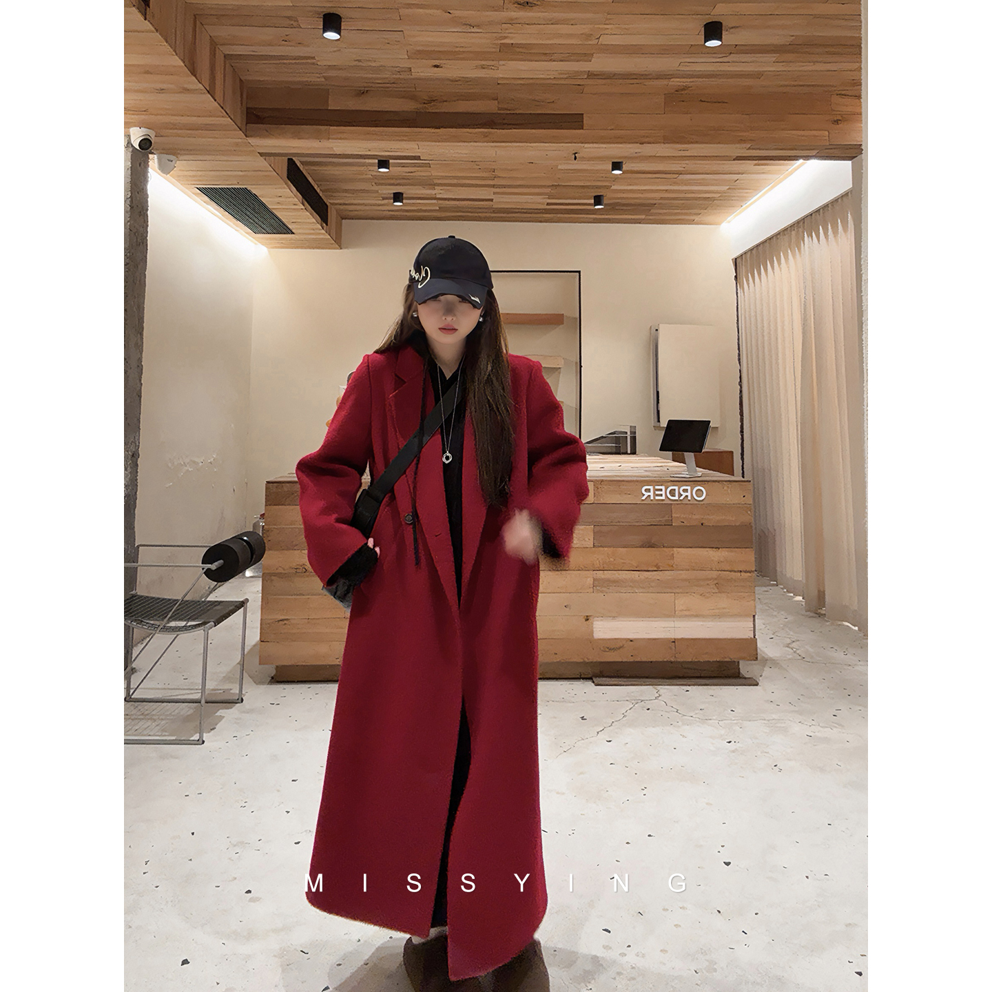 应小姐【万物生】微胖大码冬季韩版显瘦百搭100%绵羊毛双面呢大衣