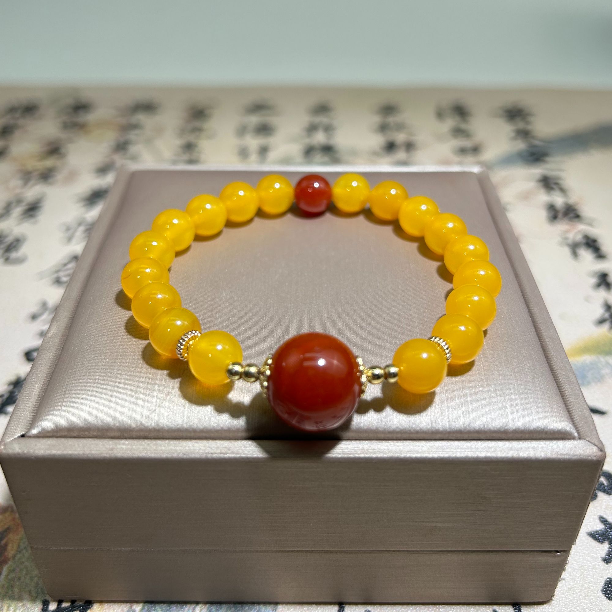 天然黄玛瑙南红手链-163