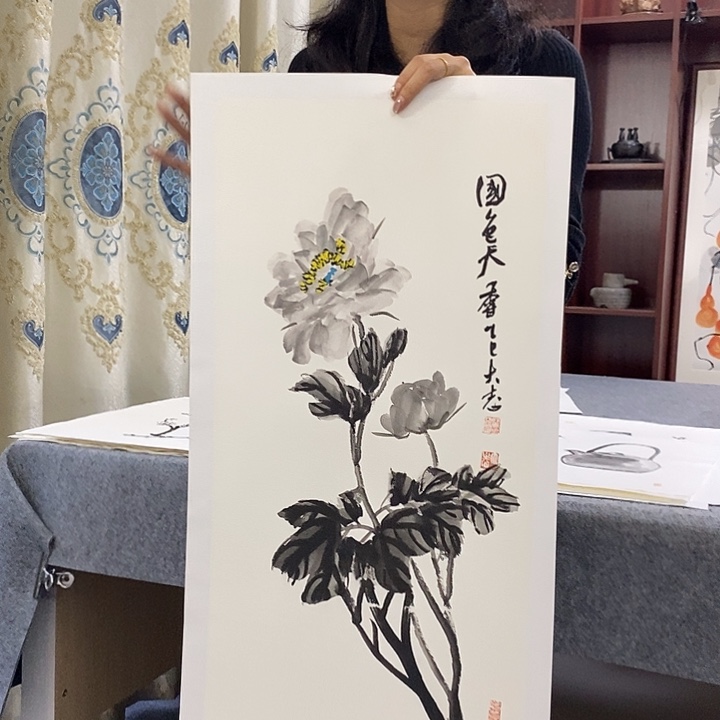 国画纯手绘国画写意作品34*68