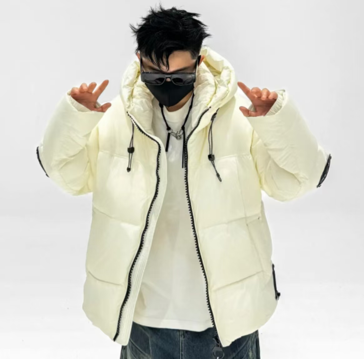 830-【剪标】时尚休闲连帽保暖情侣加厚外套