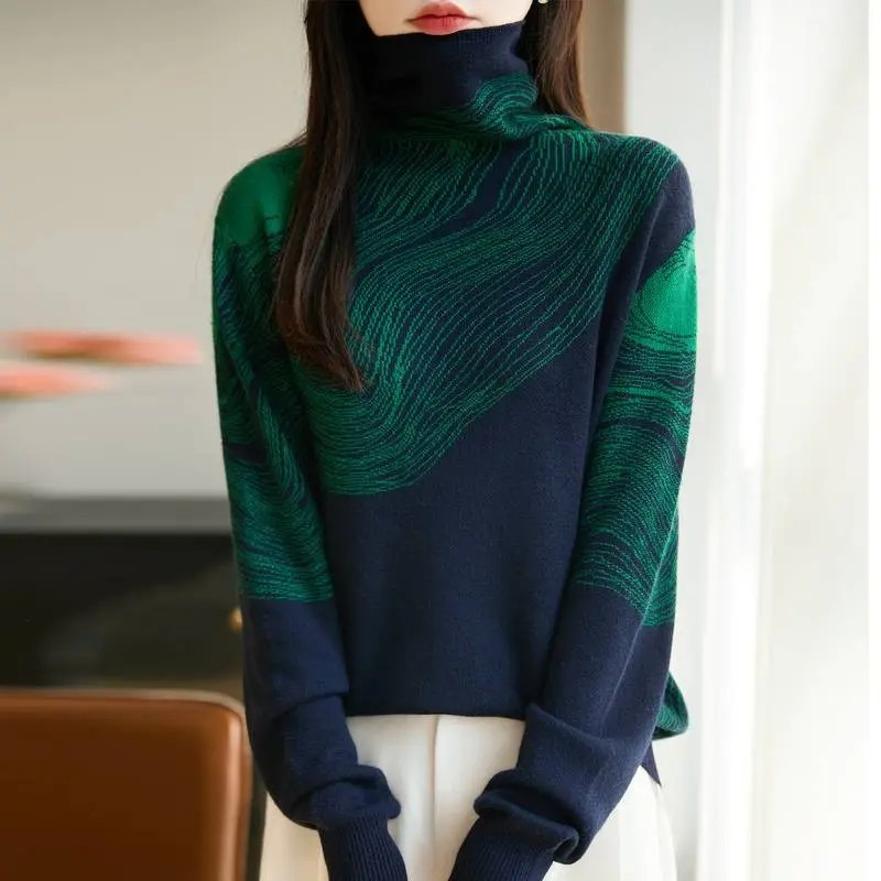 正品撤柜羊毛衫秋冬新款高领针织打底衫套头内搭上衣设计感毛衣
