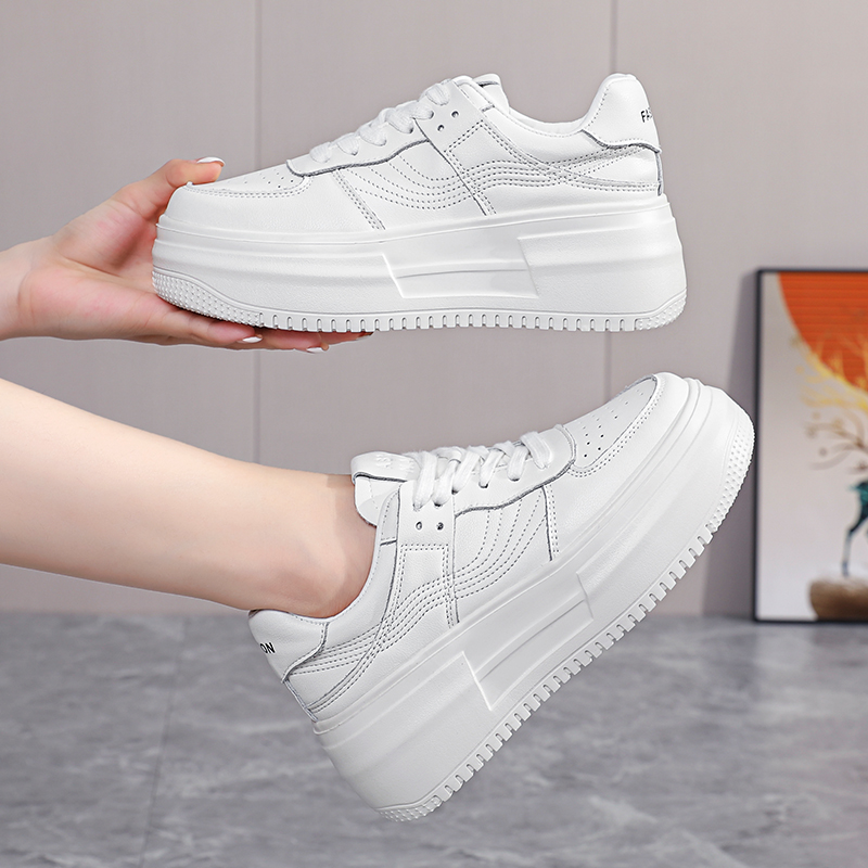 阿比让牛皮时尚舒适轻便爆款厚底增高潮流ins百搭休闲小白鞋女款