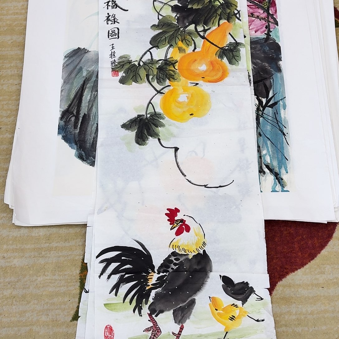 国画四尺对开手绘作品