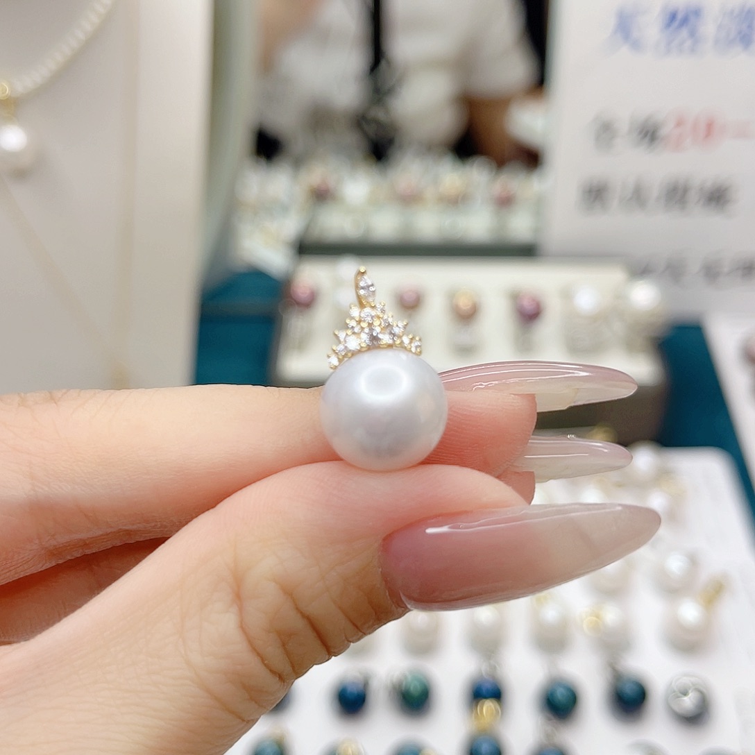 吊坠(不含链)银S925镶嵌淡水珍珠
