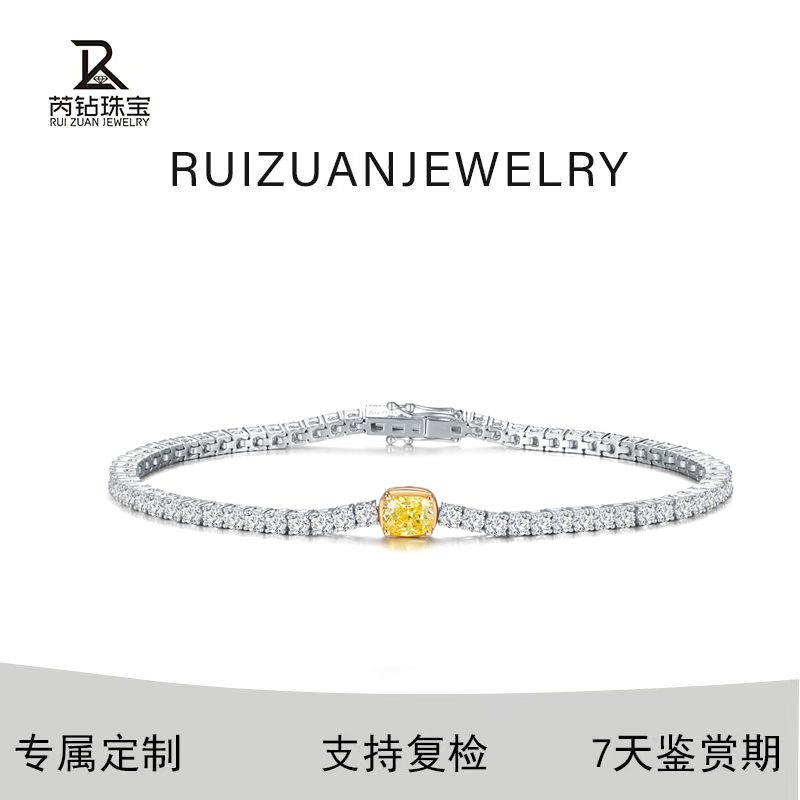 【合成/培育】RZ垫形黄钻培育钻石满钻手链18K金 16cm-SS010230