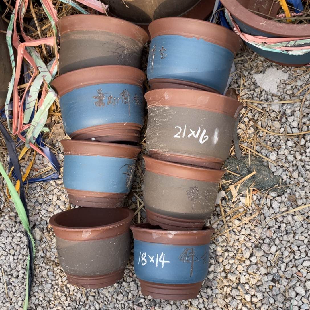 紫砂金钟 21*16 18*14 各四只 共八只