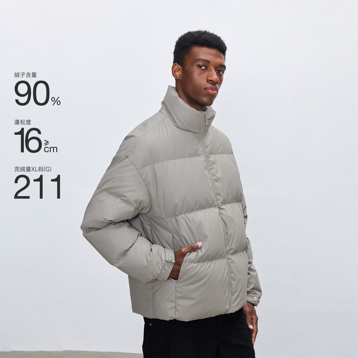 CHINISM赤尘 pu皮短款羽绒服男冬季新款美式加厚保暖男面包服3021