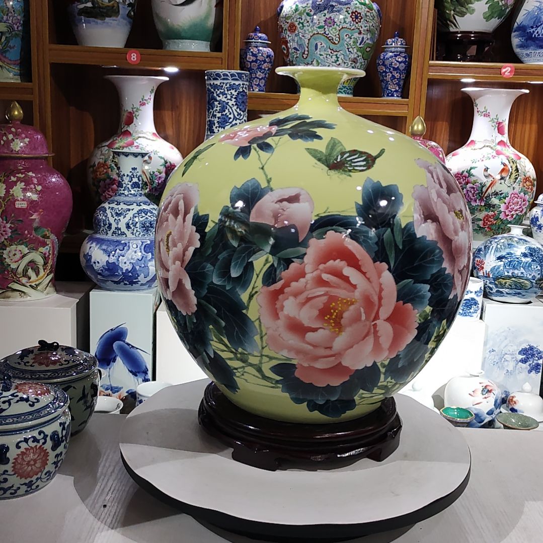 瓷片景德镇陶瓷牡丹石榴瓶
