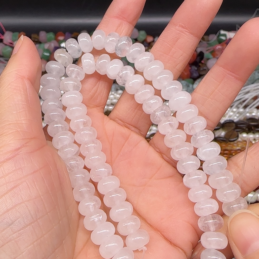 玛瑙/玉髓合金珠宝半成品白水晶8mm算盘一条