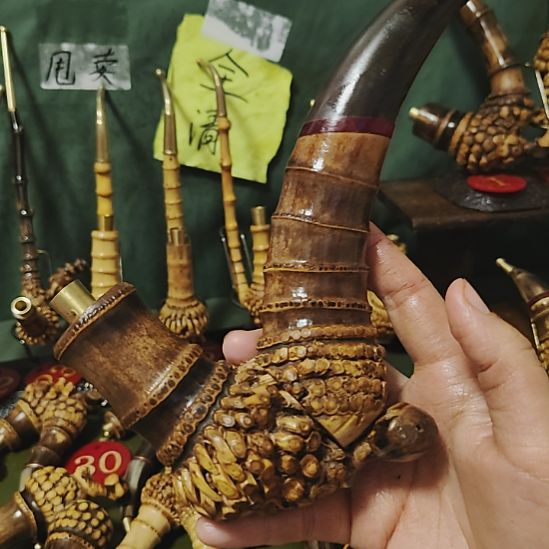 思***人贵州特色竹根烟斗工艺品手把件