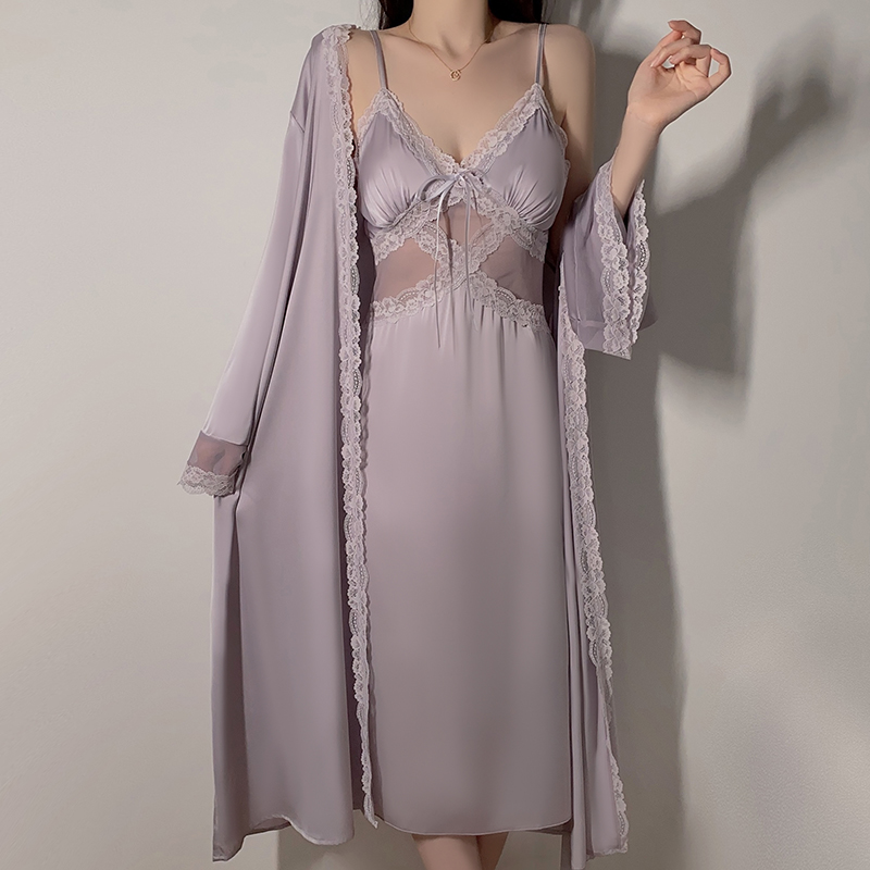 蕾丝睡衣女款夏季性感法式吊带睡裙奶辣风睡袍纯欲睡衣裙家居服