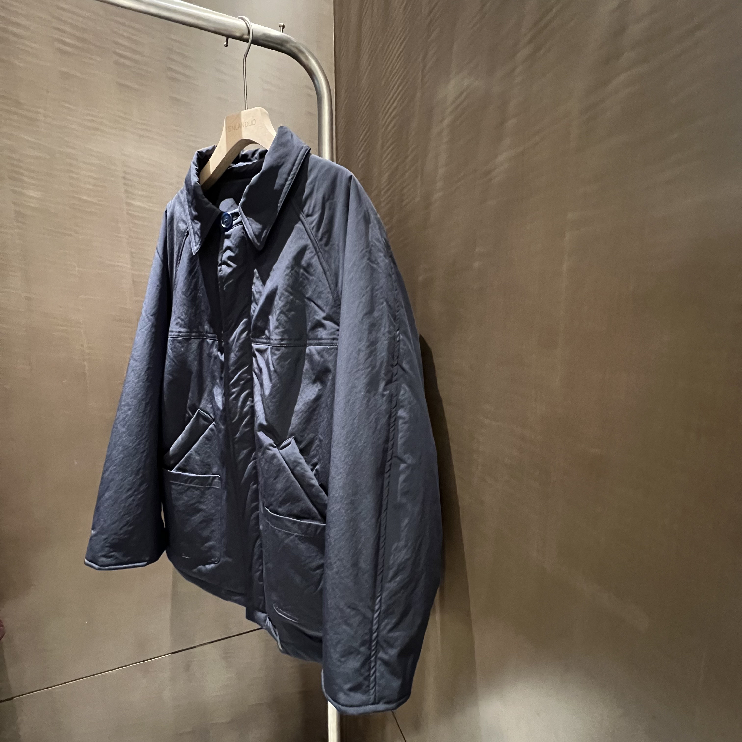 lulu-巴恩风拼接设计感翻领女冬潮流百搭休闲保暖外套