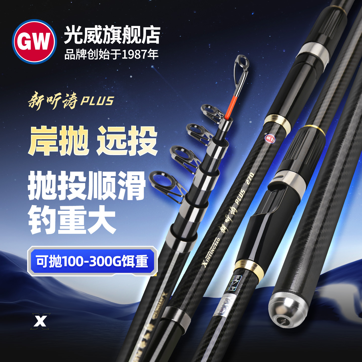 GW/光威新听涛PLUS远投海竿高碳大导环抛竿甩竿鲢鳙竿鱼竿