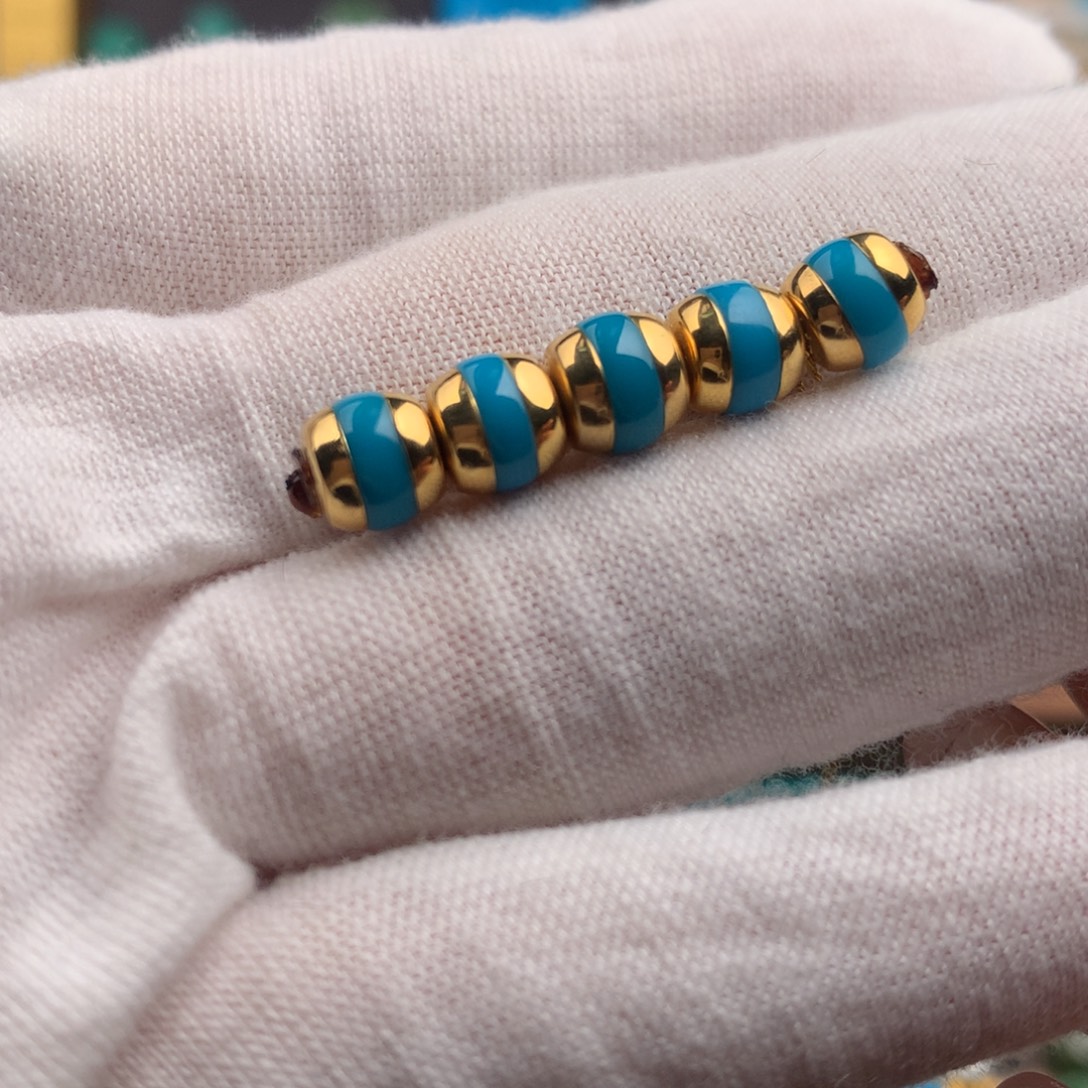 绿松石18K金镶嵌发饰6mm