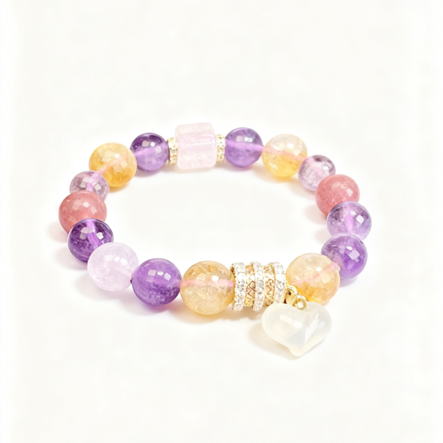 原创设计款黄塔晶紫水晶手串