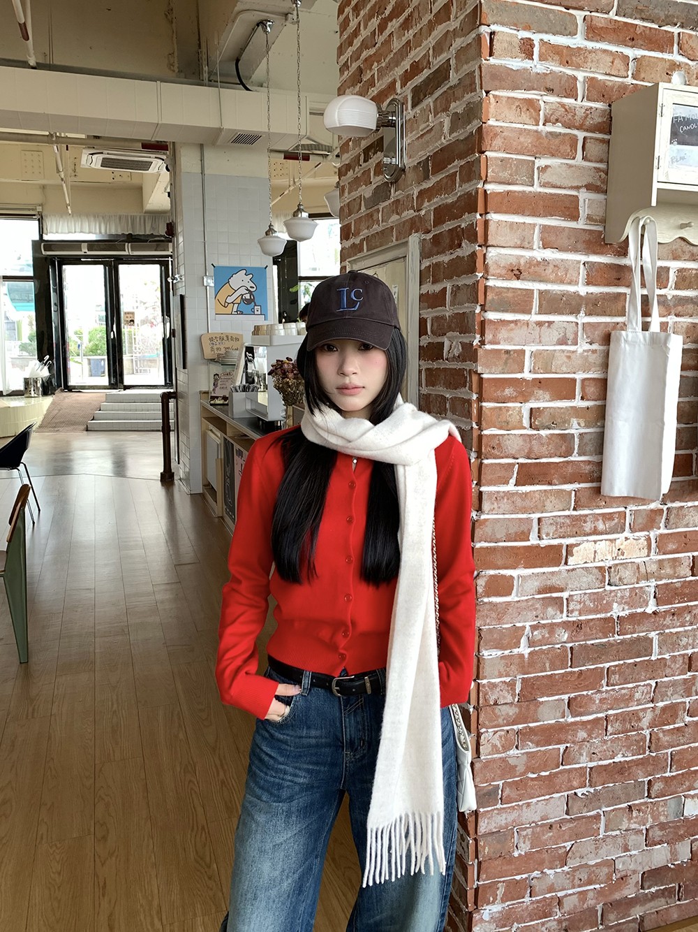 ONEXH·2025冬季加厚款系扣圆领羊毛毛衣女保暖宽松内搭针织开衫