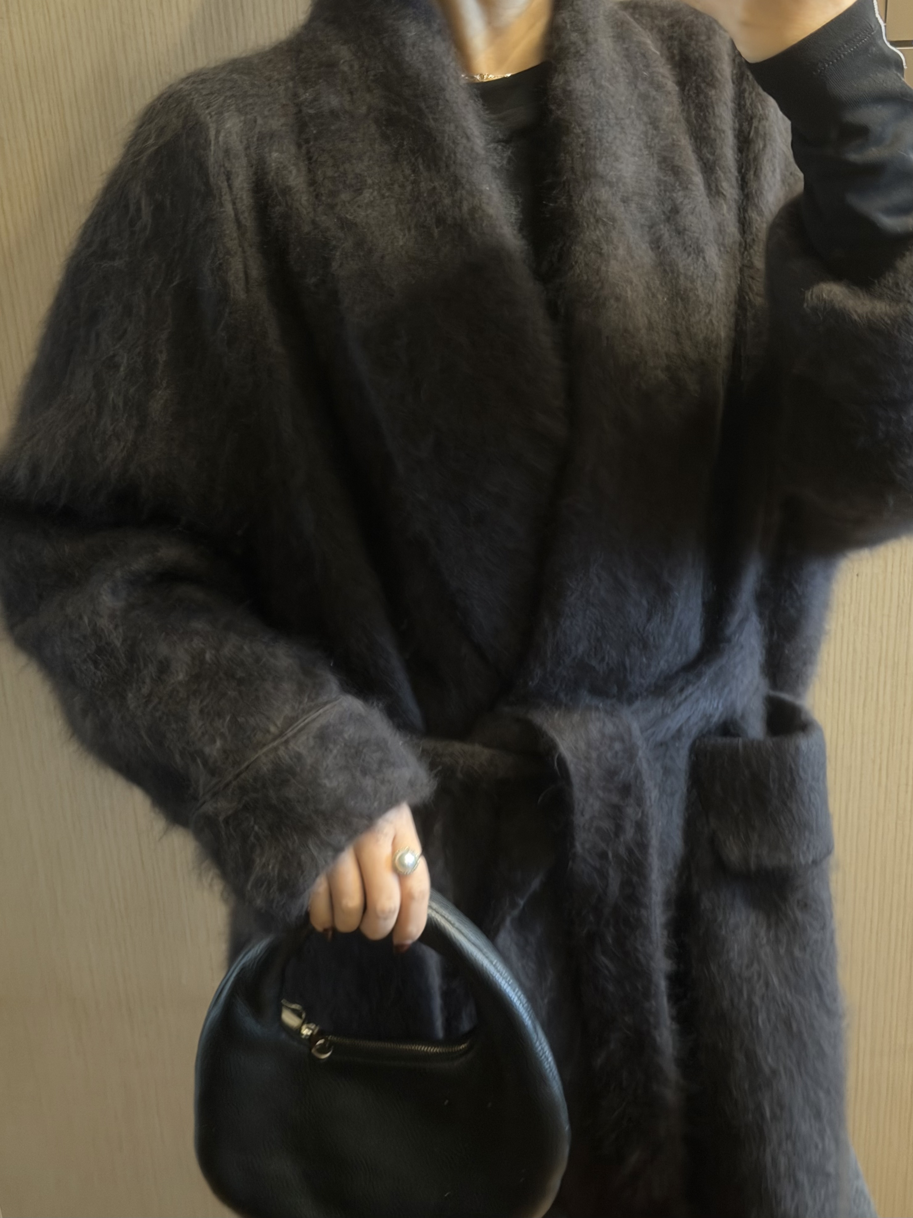 SSwang极简松弛Th_row风羊绒拉绒手工大衣