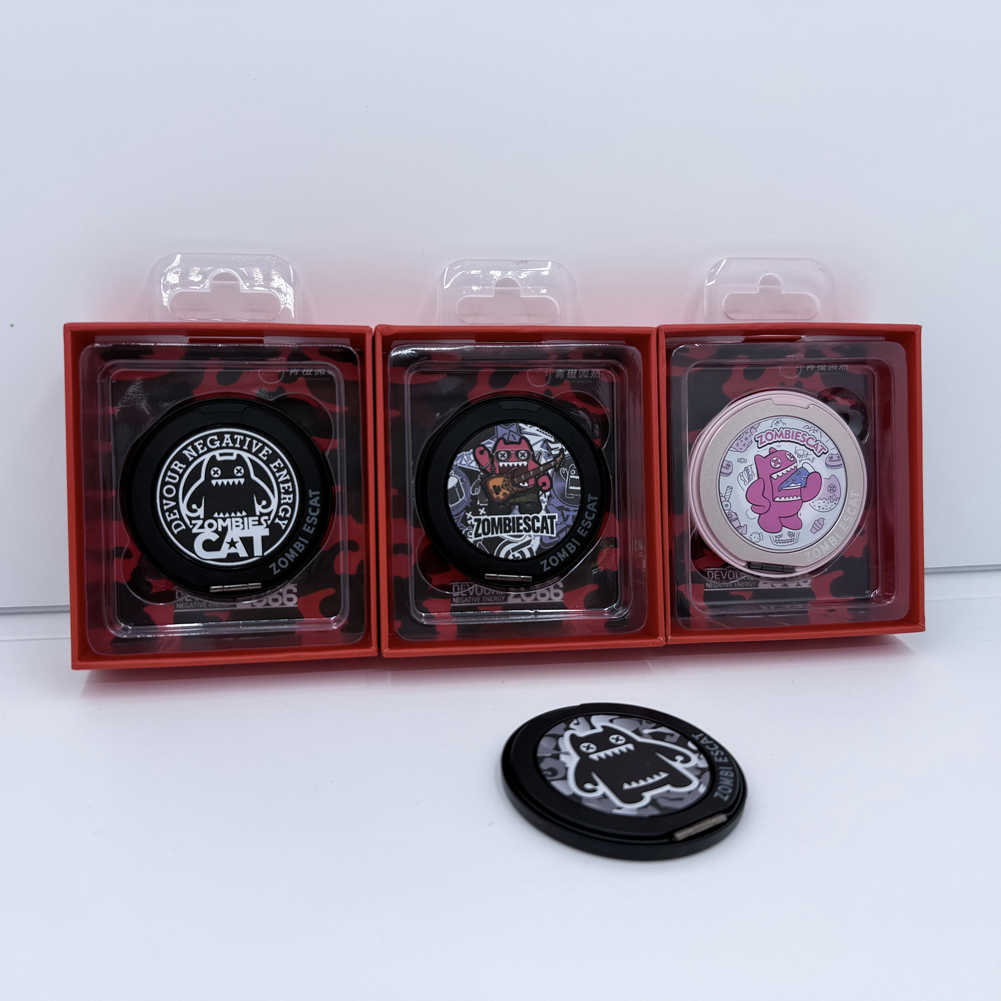 魔鬼猫齿轮旋转手机磁吸支架适用于苹果磁吸手机壳华为小米指环扣