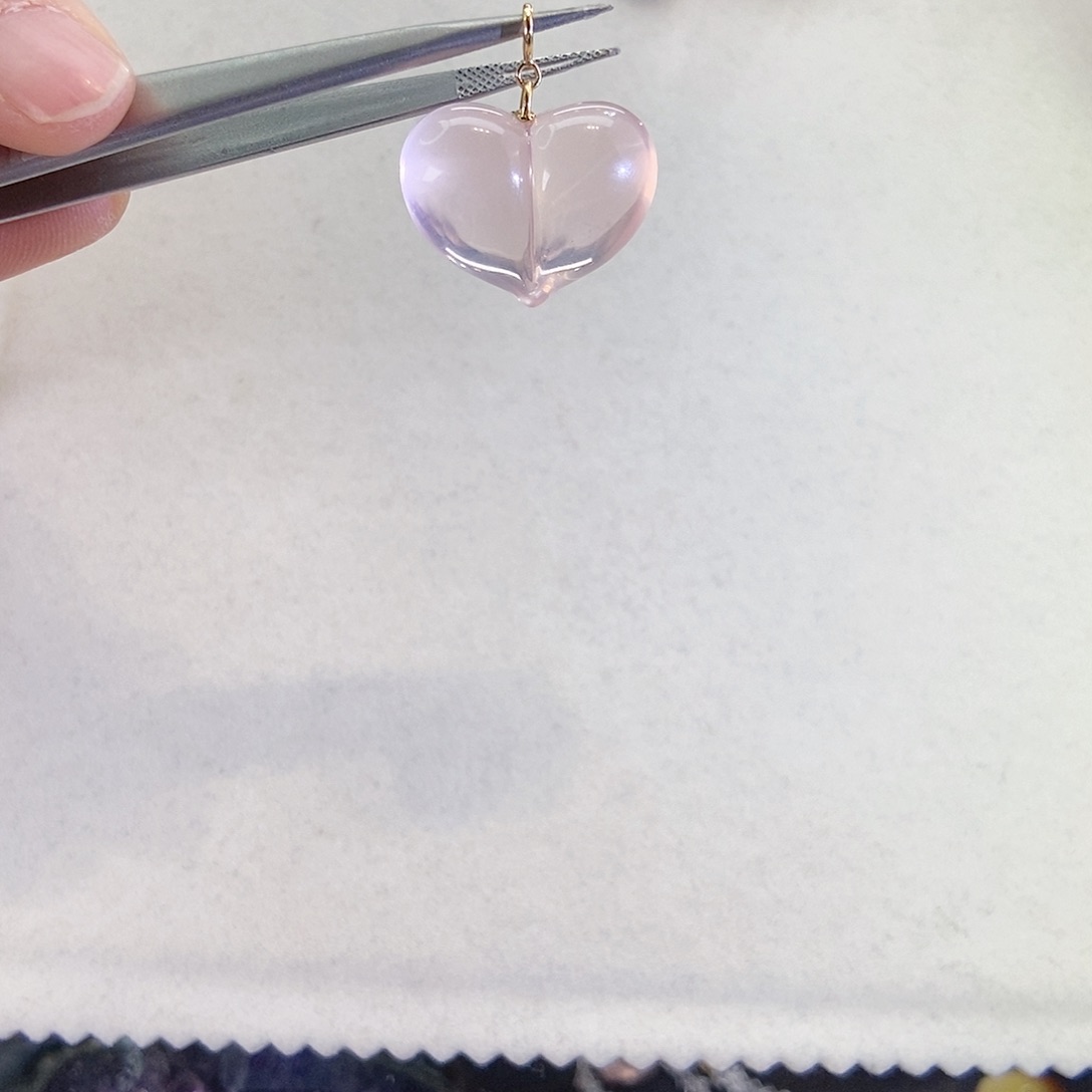 18K金镶嵌颈饰芙蓉石冰菊粉屁桃爱心多样性发其一