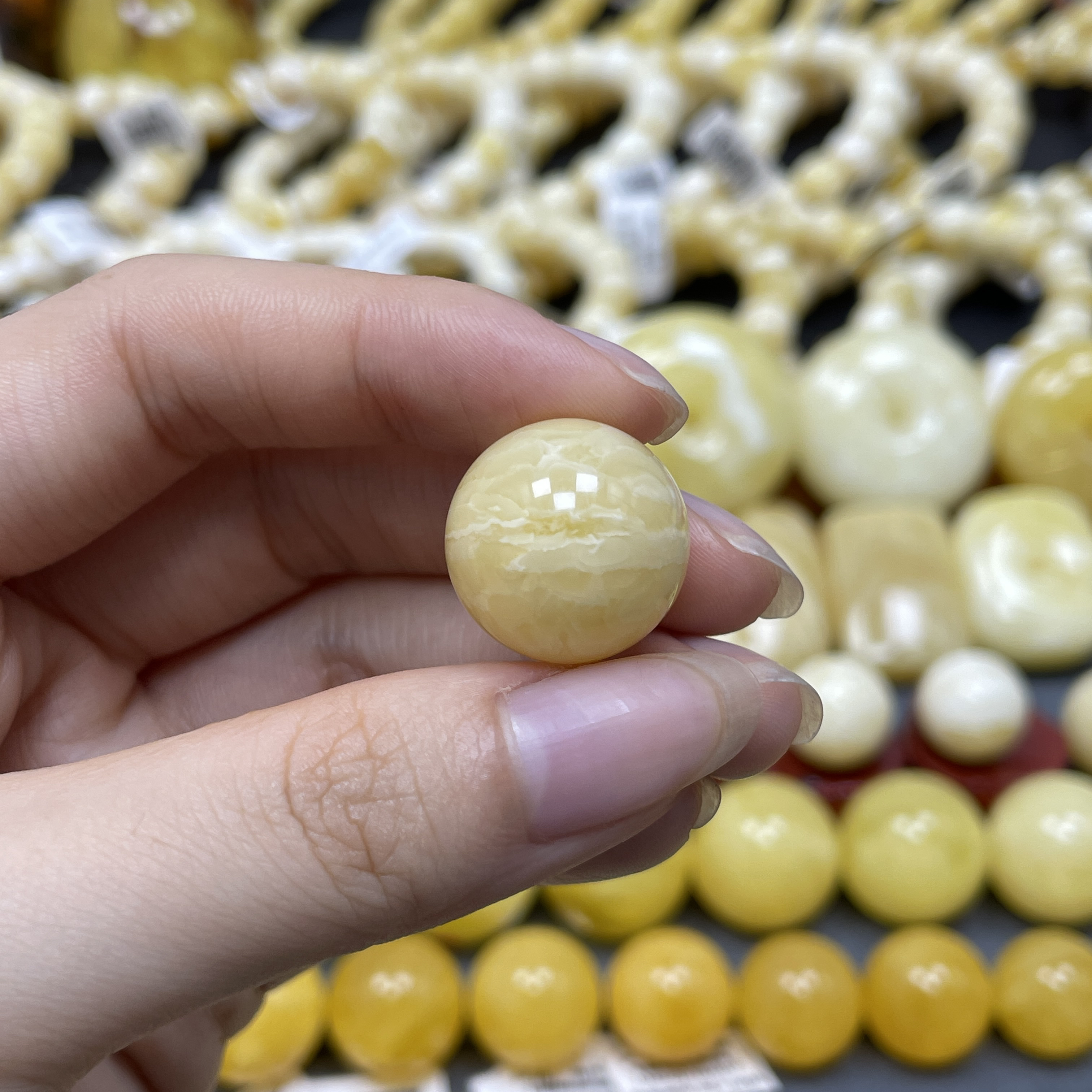 圆珠17.6mm.兰蜜珠宝天然原矿琥珀蜜蜡沁色千层雪虎皮圆珠福利