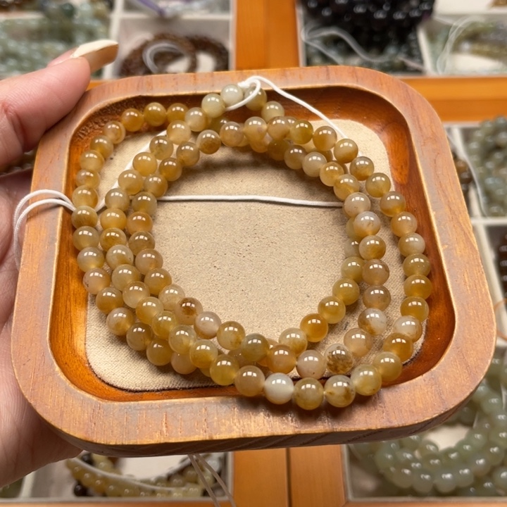 和田玉珠串6mm未镶嵌