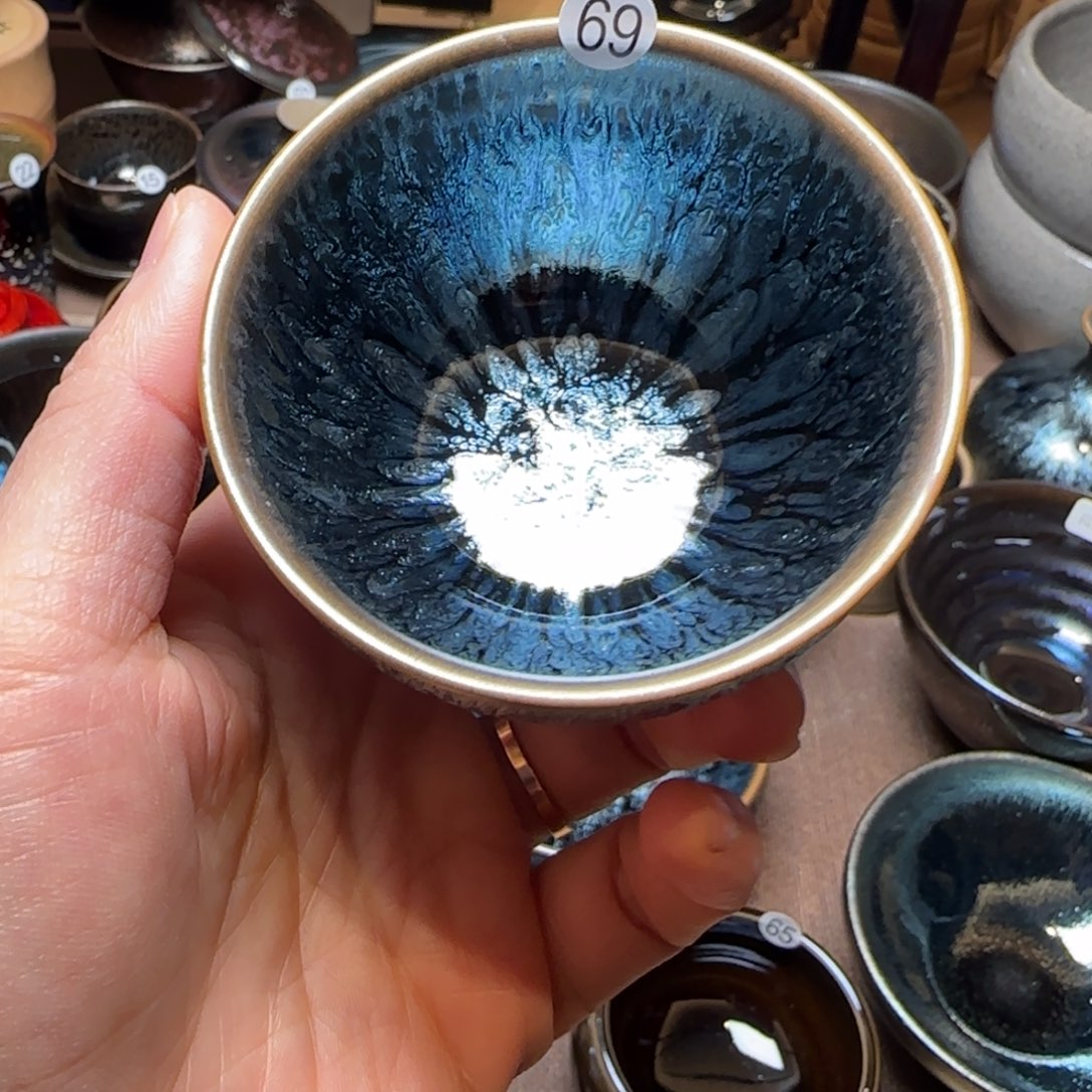 茶盏69若叶百花薄胎束口