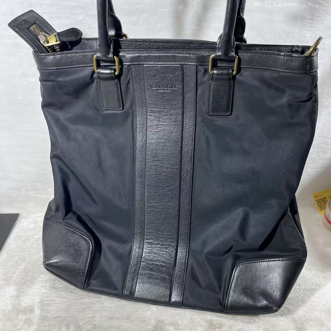 95新 COACH/蔻驰 黑色降落伞拼G24020104底长:36X38