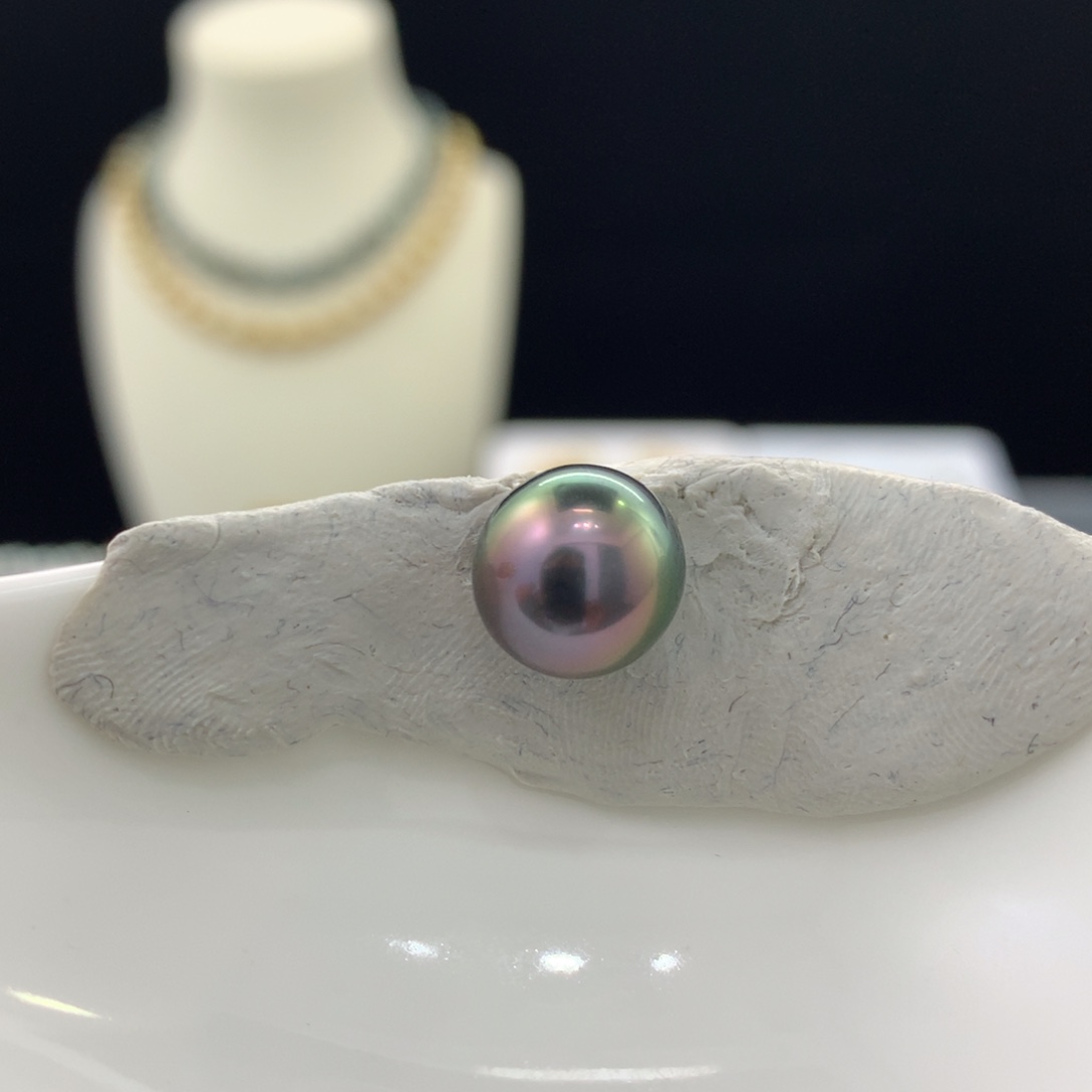 未镶嵌裸珠定制海水珍珠10MM孔雀紫绿双色